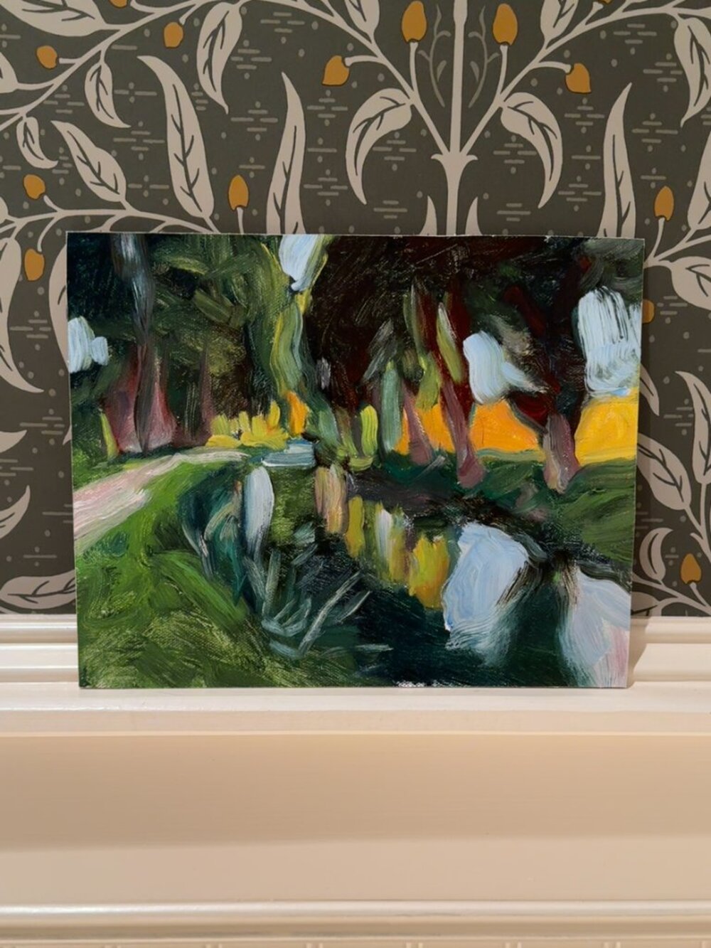 Original Impressionist Landscape Oil Painting 8x10 – Golden Hour Forest Path Art